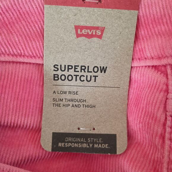 Levis Corduroy Pants Super Low Rise Bootcut Bright Pink 31 x 32 90's Y2K - Picture 8 of 9